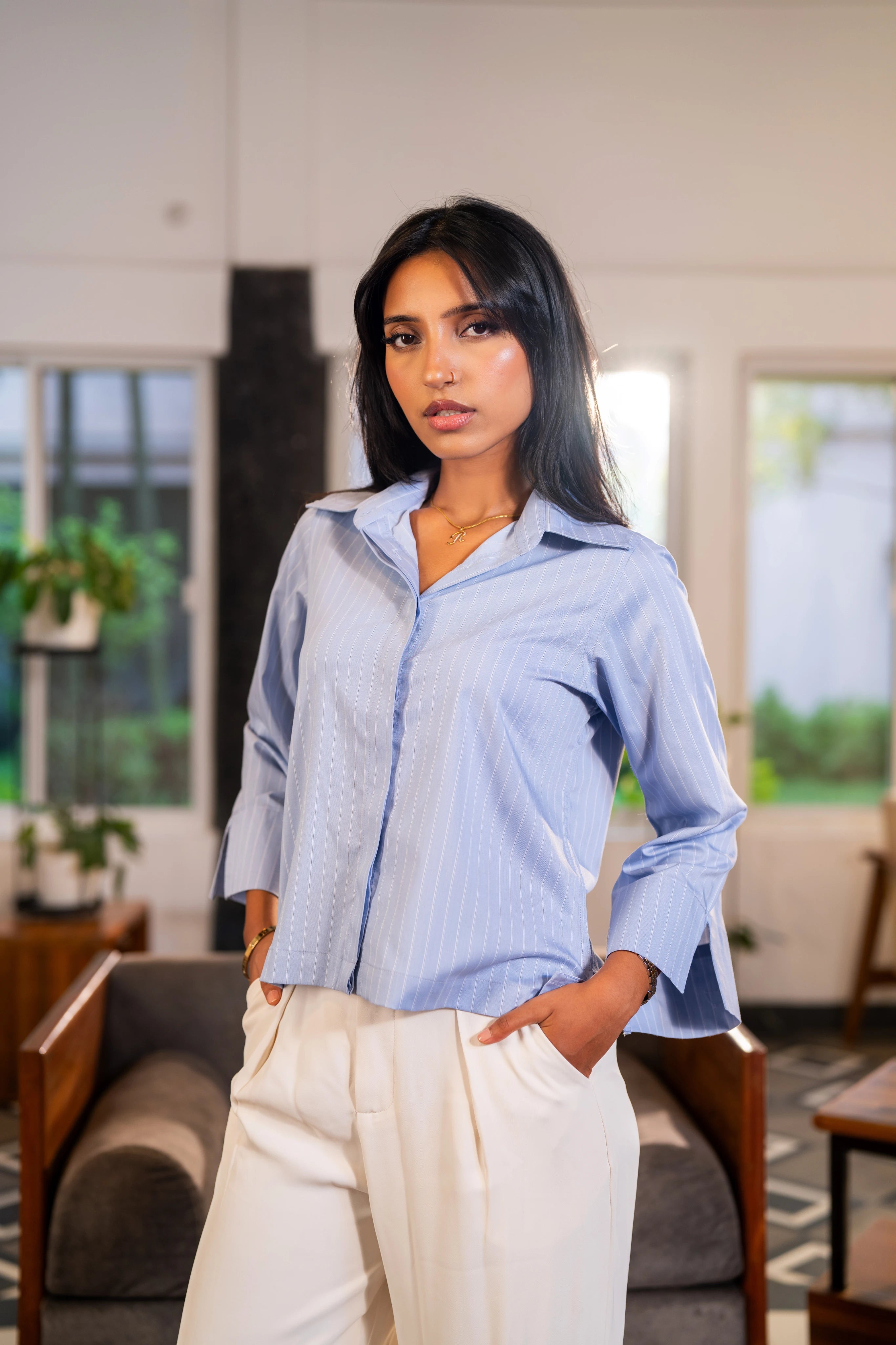 Blue Pinstripes - Women's Boxy-fit Shirt