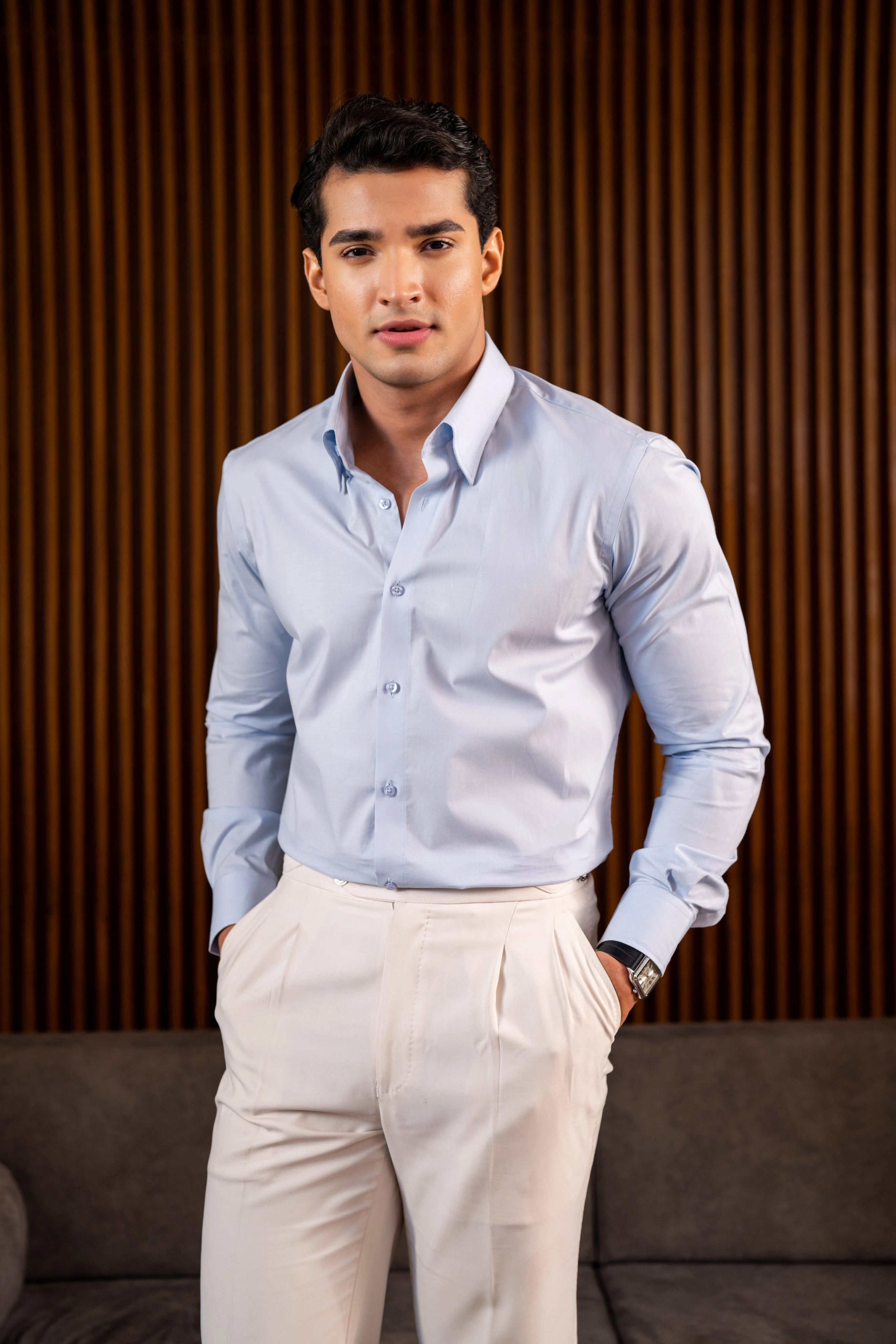 Ice Blue - Men's Full Sleeve Formal Shirt