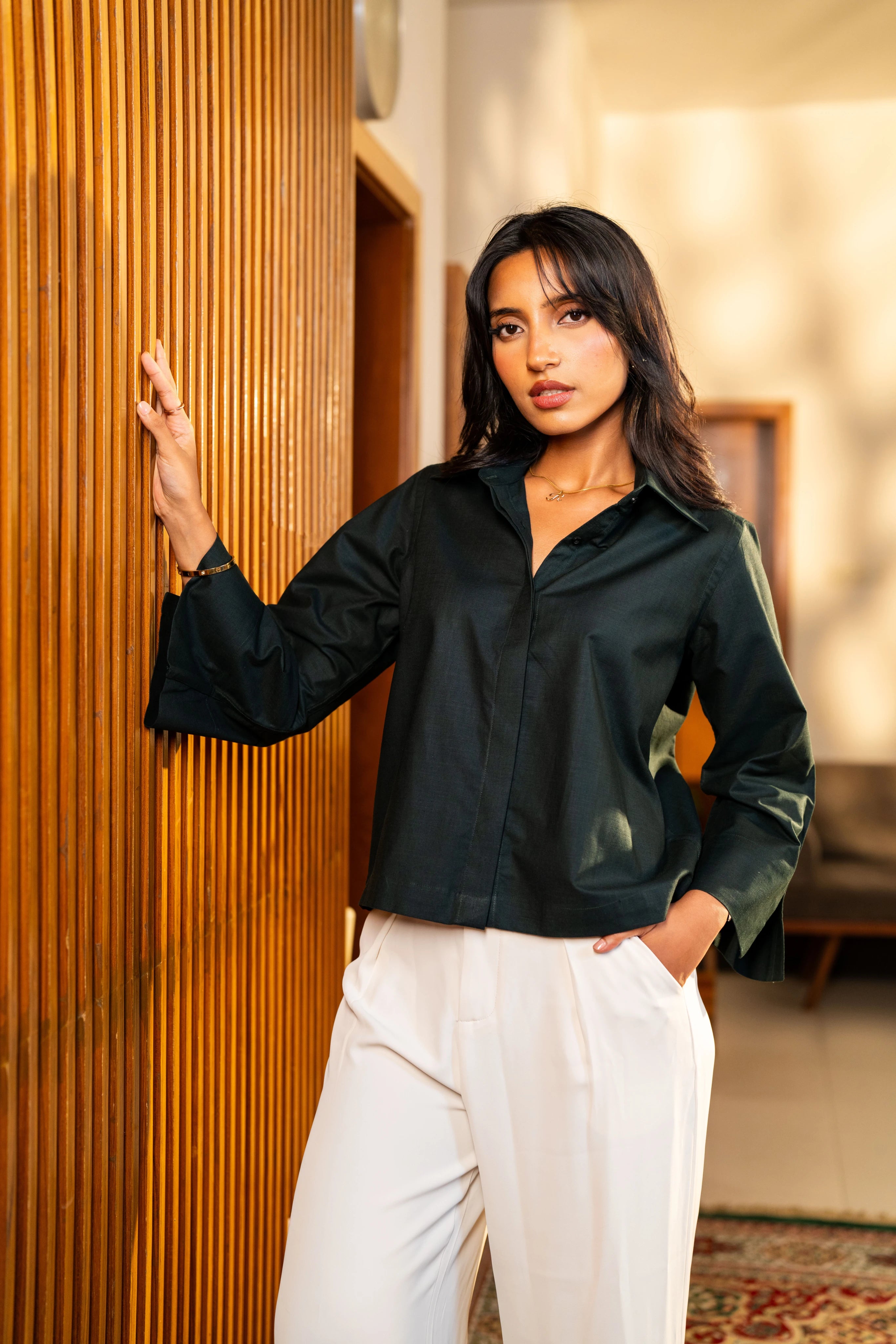 Bottle Green - Women's Boxy Fit Shirt