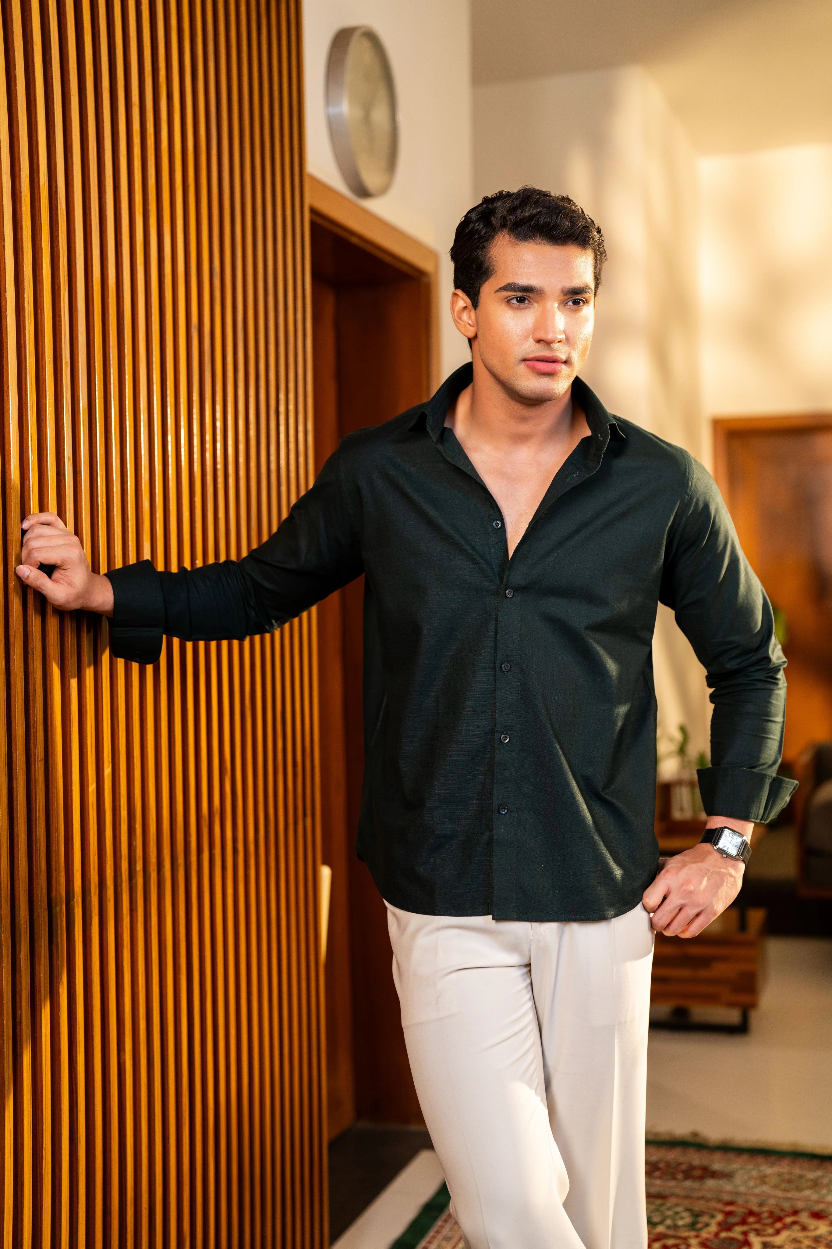 Bottle Green - Men's Full Sleeve Shirt (Relaxed Fit)