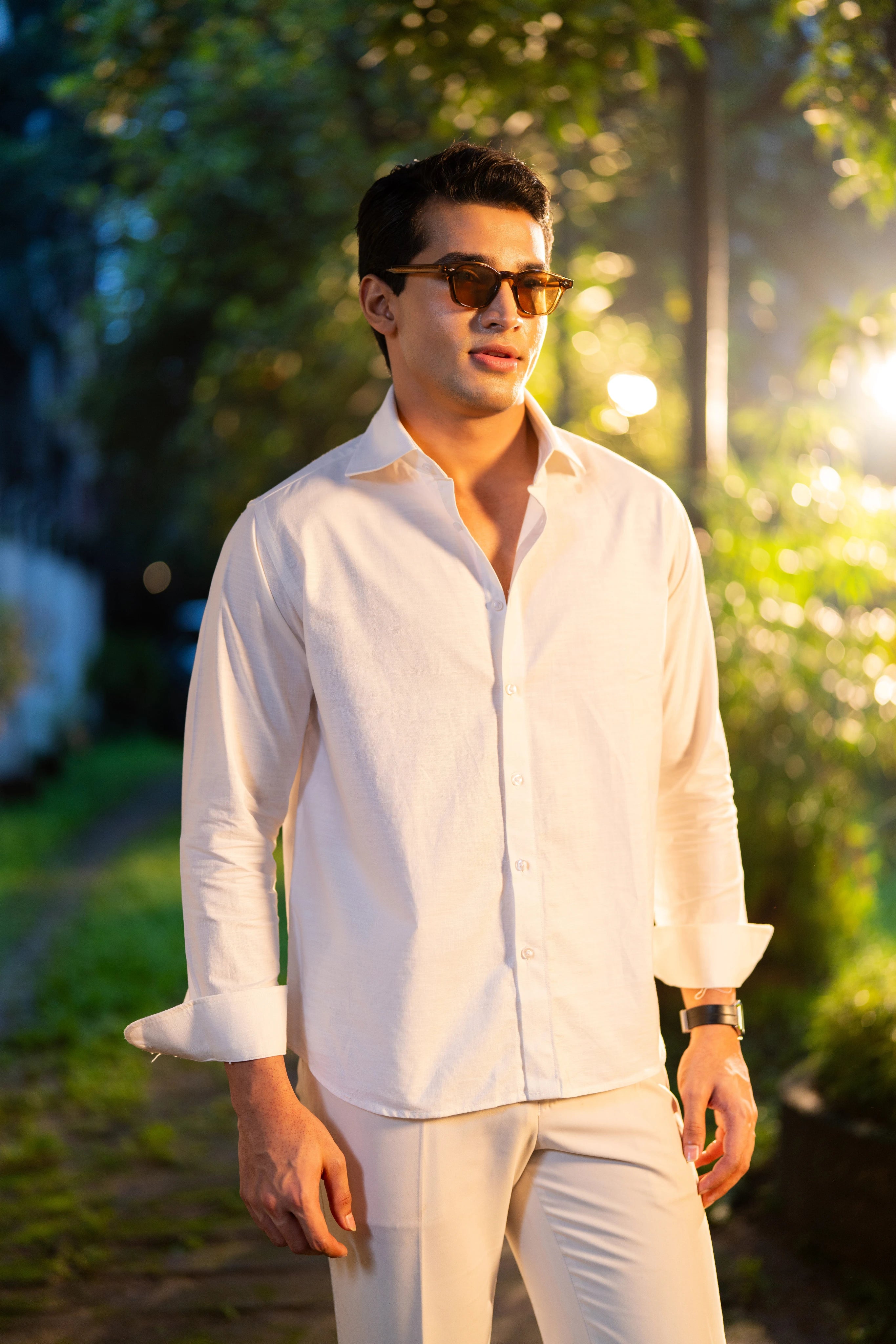 Off White Linen - Men's Full Sleeve Shirt (Relaxed Fit)