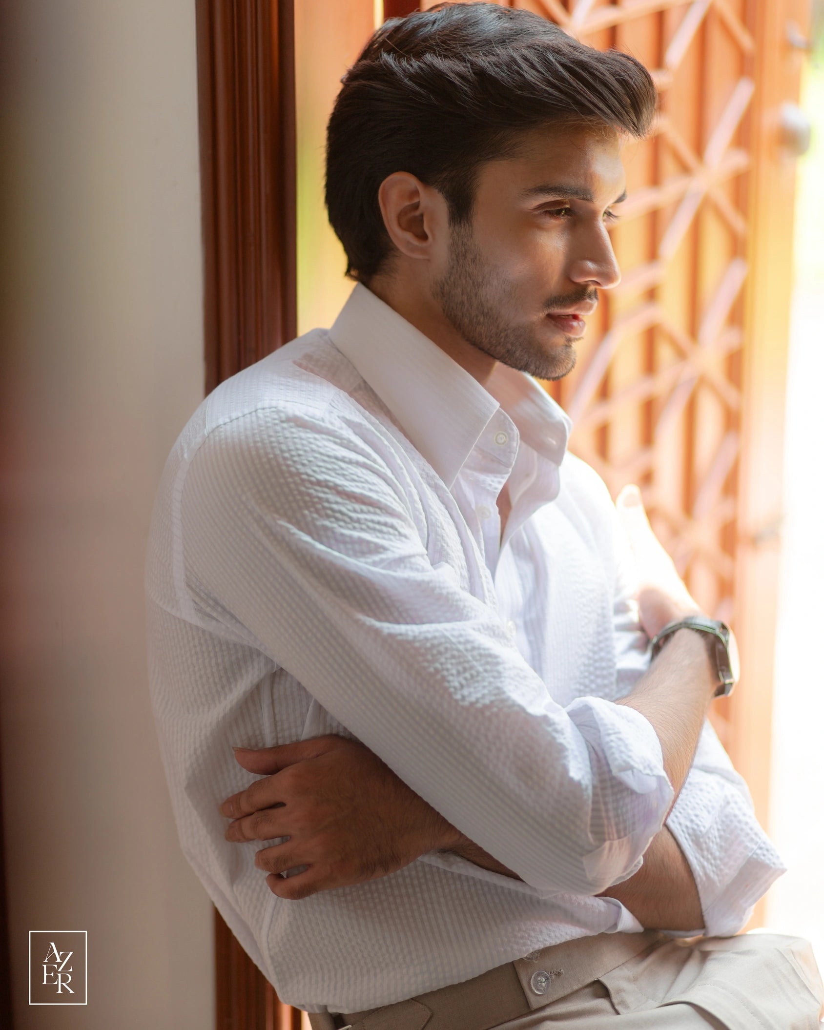Frost White Seersucker - Full Sleeve Semi-Formal Shirt