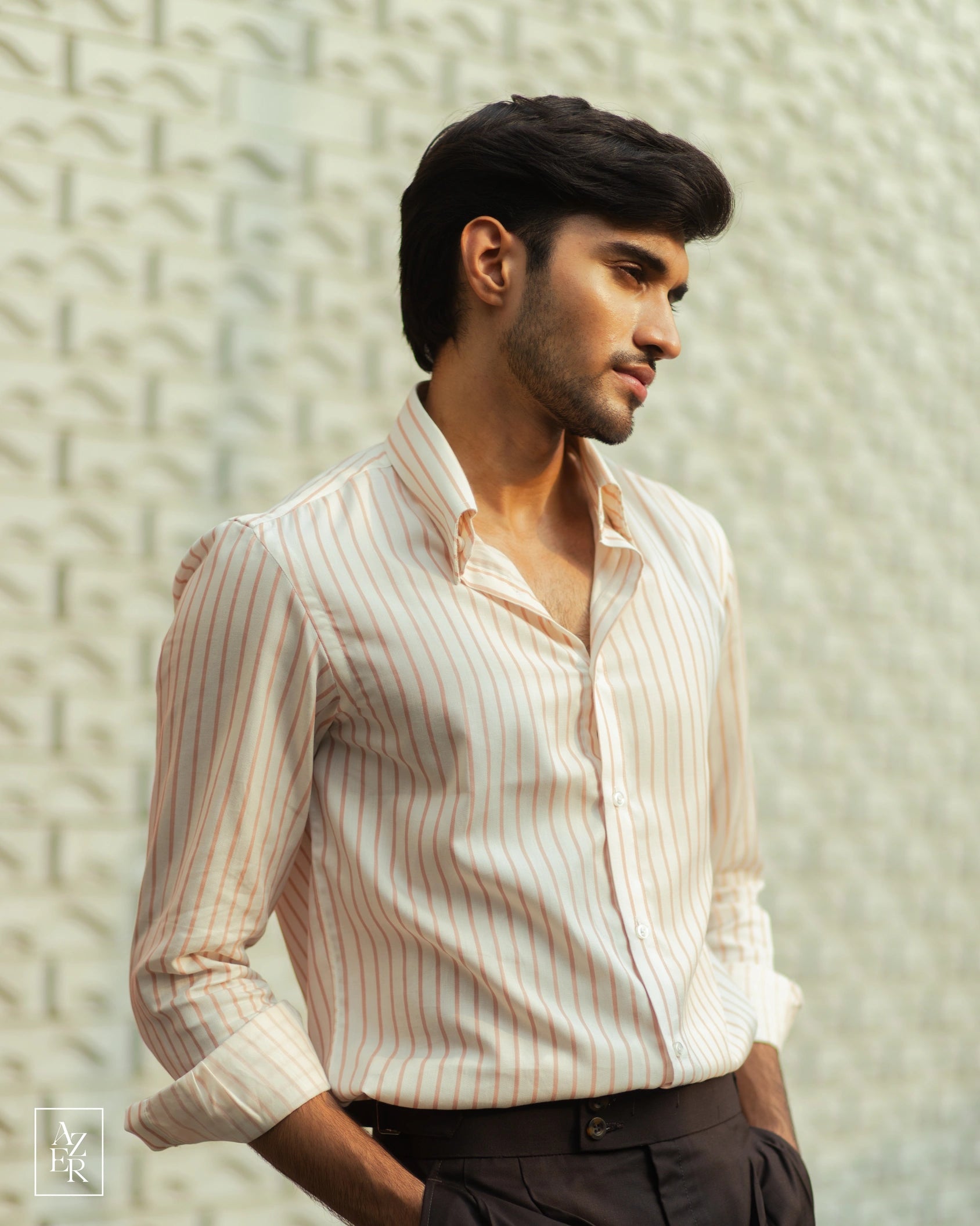 Salmon Stripes - Full Sleeve Formal Shirt